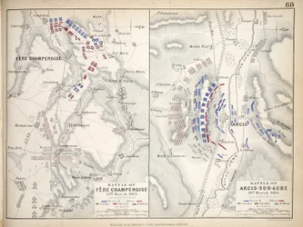 Map of the Battle of Fere Champenoise and the Battle of Arcis-Sur-Aube, published by William Blackwood and Sons, Edinburgh and London, 1848